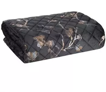 Eurofirany Tagesdecke Blumenmuster Glamour Schwarz, 170x210 cm