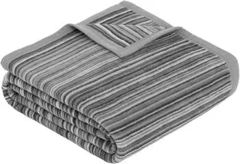 Ibena Malang Wohndecke Jacquard, Baumwollmix, grau gestreift, 150x200cm