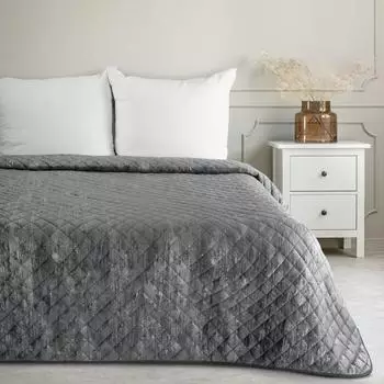 Eurofirany Tagesdecke BLINK Marmor Glamour, Stahl+Silber, 220x240 cm