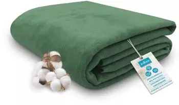 ZOLLNER Kuscheldecke 220x240cm, dunkelgr&uuml;n, 60% Baumwolle 40% Polyacryl, Oeko-Tex&reg; Standard 100