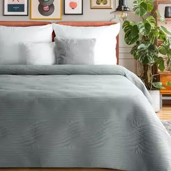 Eurofirany Tagesdecke VELVET Karomuster Silber, 170x210 cm