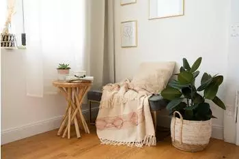Kayoom Bohist 225 Kuscheldecke Baumwolle/Wolle rosa/creme 130x170cm