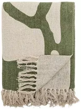 Bloomingville Dalmine Wolldecke 160x130cm, natur/gr&uuml;n