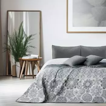 DecoKing Alhambra Tagesdecke Wendedesign grau (alhambra1)