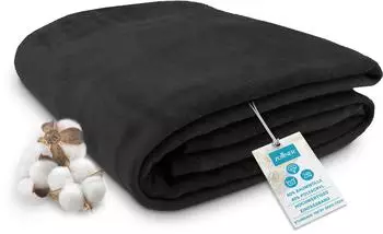 ZOLLNER Kuscheldecke 220x240cm, 60% Baumwolle 40% Polyacryl, schwarz