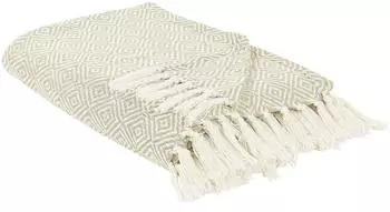Beliani Toutli Tagesdecke Baumwolle hellbeige 220x240cm mit Fransen
