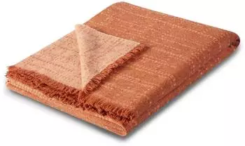 Biederlack Nore Plaid terrakotta 130x170cm mit kurzer Franse (82228063-0)