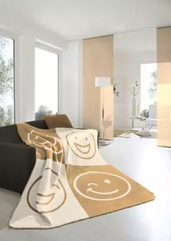 Biederlack Wohndecke "Emoji" 150x200cm, 70% Baumwolle, camel (48007337-0)