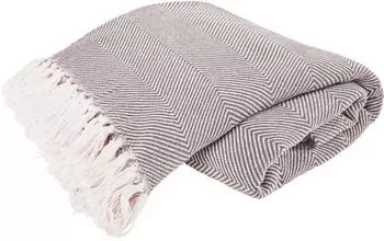 Primera Fransen Tagesdecke Baumwolle, taupe/wei&szlig;, 220x250cm (34701710-0)