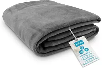 ZOLLNER Kuscheldecke 220x240cm, 60% Baumwolle 40% Polyacryl, grau (Oeko-Tex® Standard 100)