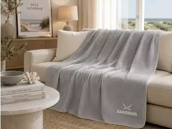 Sansibar Doubleface Jacquard Wohndecke, 150x200cm, silber/offwhite