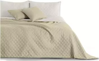 DecoKing Axel Tagesdecke zweiseitig, gesteppt, Rautenmuster, beige/weiß, 220x240cm (CHON/AXEL/BEI+WH/240)