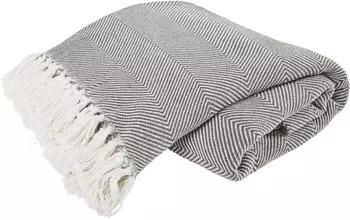 Primera Tagesdecke "Fransen" grau/wei&szlig;, Baumwolle, 220x250cm (30989951-0)