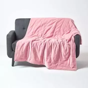 Homescapes Samt-Kuscheldecke rosa, Baumwolle wattiert, 125x150cm (800001120149)
