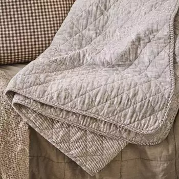 IB Laursen Plaid Beach Club gestreift, braun/wei&szlig;, 130x180cm (0788-45)