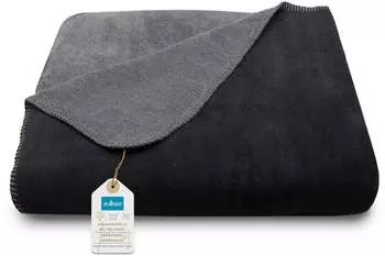 ZOLLNER Kuscheldecke zweifarbig 150x200cm, schwarz, Baumwoll-Mischgewebe, Oeko-Tex&reg;