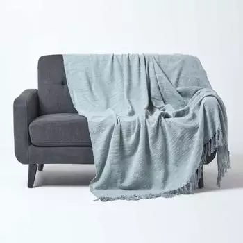 Homescapes Nirvana Slub Wohndecke, grau, 150x200cm
