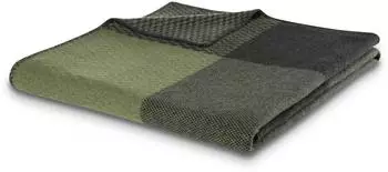Biederlack Plaid Frame Green Wohndecke, Merinowolle, 150x200cm