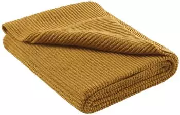 Wometo Strickdecke 140x190cm, gelb, 60% recycelt, OEKO-TEX (wo2520-003)