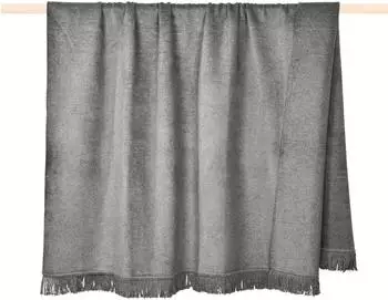 pad Sydney Wohndecke Baumwoll-Mix mit Fransen, grau, 150x200cm