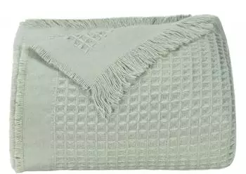 ZOLLNER Kuscheldecke Waffelpiqu&eacute; 100% Polyacryl, salbei, 150x200cm