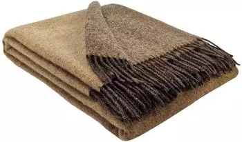 STTS Tirol Wolldecke 100% Schurwolle, doubleface, braun-beige, 140x200cm
