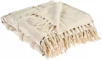 Beliani Chack Tagesdecke Baumwolle beige mit Fransen (569503)