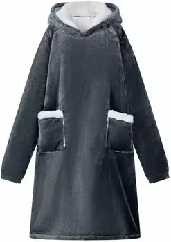 vidaXL Decken-Hoodie marineblau, Fleece und Flanell, Unisex, Gr&ouml;&szlig;e L