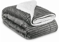 Beautissu - Sherpa Kuscheldecke Elisa - Coral Fleece Mikrofaser Anthrazit, 200cm,