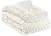 Beautissu - Sherpa Kuscheldecke Elisa - Coral Fleece Mikrofaser Natur, 200cm, 150cm