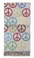 PAD Wohndecke "PEACE MULTI" Made in Europe, Kuscheldecke, Peace Zeichen, mit Fransen,