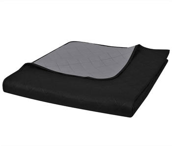 vidaXL Zweiseitige Tagesdecke 170x210cm schwarz/grau