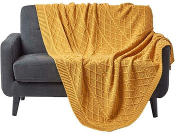 Homescapes Strickdecke senfgelb, 130x170 cm