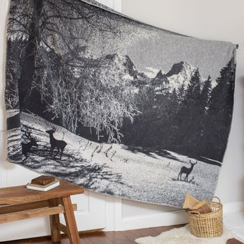 David Fussenegger Kurzflor- Wohndecke Savona fotorealist. Winterlandschaf 150 x 200 cm Anthrazit
