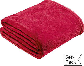 REDBEST Fleece Wohndecke Amarillo im 5er-Pack rot 150x200 cm