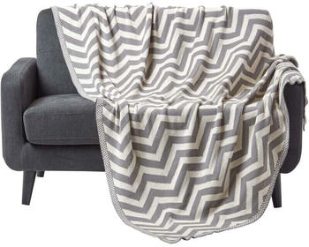 Homescapes Tagesdecke mit Chevron-Muster, grau, 150x200 cm - Grau