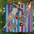 Relaxdays Picknickdecke XXL 200x200cm rot blau gestreift