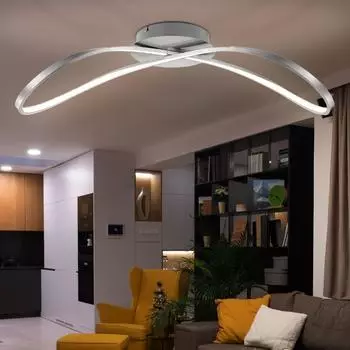 Globo Deckenlampe Deckenleuchte Designleuchte lampe Esszimmerleuchte, Nickel matt satiniert,LED 11,2W 672Lm warmweiß, 75x21x23cm