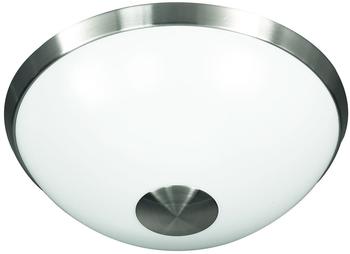 Wofi Deckenleuchte Deckenlampe Küchenleuchte LED Flurlampe rund weiß, Kunststoff nickel matt, 16W 1150lm 3000K, DxH 30x14 cm