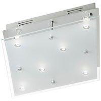 Esto Deckenleuchte Stahl gebürstet LED Deckenlampe Glas satiniert Wohnzimmerlampe 6 flammig, Metall, 6x 3W 6x 210lm warmweiß, LxH 30x8 cm (146650)