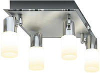 Trio - Led Deckenstrahler Clapton 4-flammig, Silber Mit Glasschirmen, Quadrat 23cm