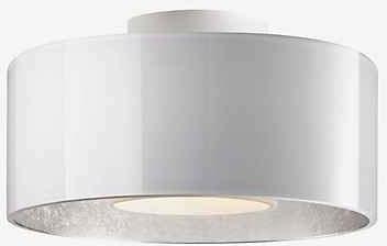 BRUCK Stilvolle LED Deckenaufbauleuchte Cantara in außen weiß, innen silber, Ø300 mm