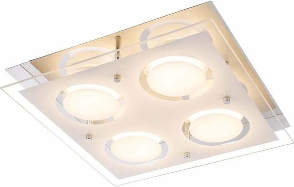 Globo LED Deckenleuchte, Deckenlampe, Glas, Chrom, 4-flammig, L 28 cm Wohnzimmer Schlafzimmer Esszimmer