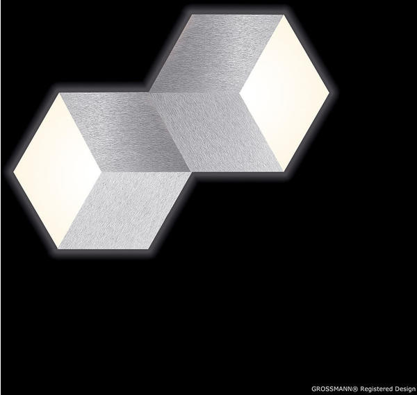 Grossmann Leuchten Geo LED 2-flg. Aluminium gebürstet (72-779-072)