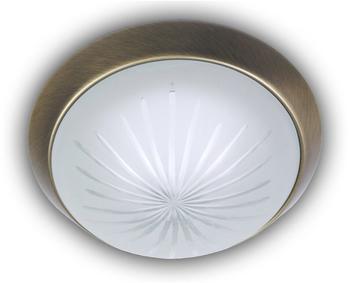 Niermann Treppenhauslampe Ø25cm Flurleuchte Kellerlampe Schliffglas Zierring Altmessing