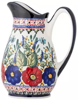 Bloomingville Florist Krug mit Blumen 1,6L Steingut Rot (Florist)