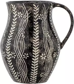 Bloomingville ASWAN Krug 2,3L, schwarz, Blumendesign