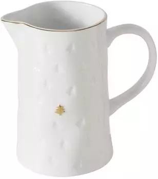 Boltze Pino Krug mit Tannenmotiv, 1,35l, Keramik, wei&szlig;