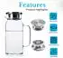 Intirilife Karaffe transparent 1,2l Borosilikatglas mit Henkel und Deckel (DE-142462)