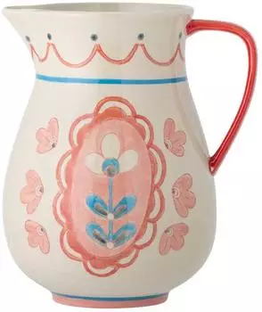 Bloomingville Odina Krug natur mit rosa Blumen, 3,3l (82061365)